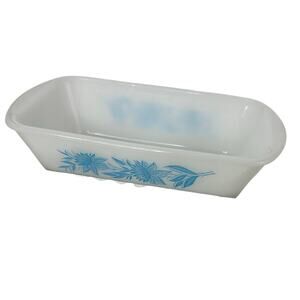 Vintage Glasbake Blue Thistle loaf pan